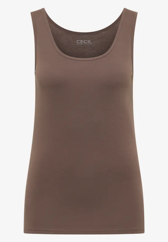 Basic top in effen kleur urban taupe