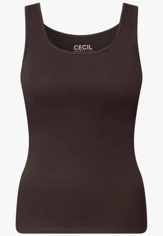 Schlichtes, ärmelloses Damen-Top in Dunkelbraun mit Rundhalsausschnitt von CECIL.