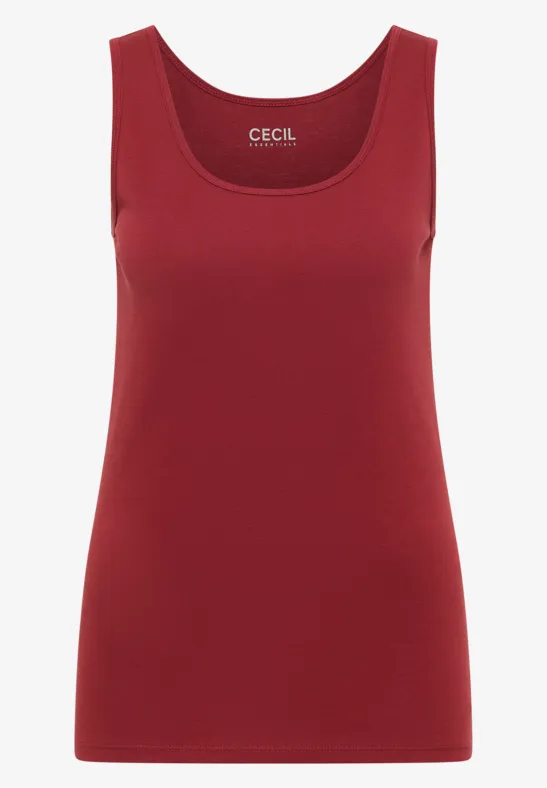 Débardeur rouge sans manches à col rond de la marque Cecil.