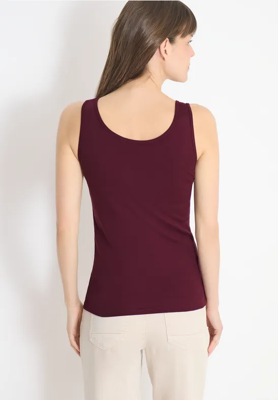 Basic Top mit Rundhals aus Baumwolle sweet grape red