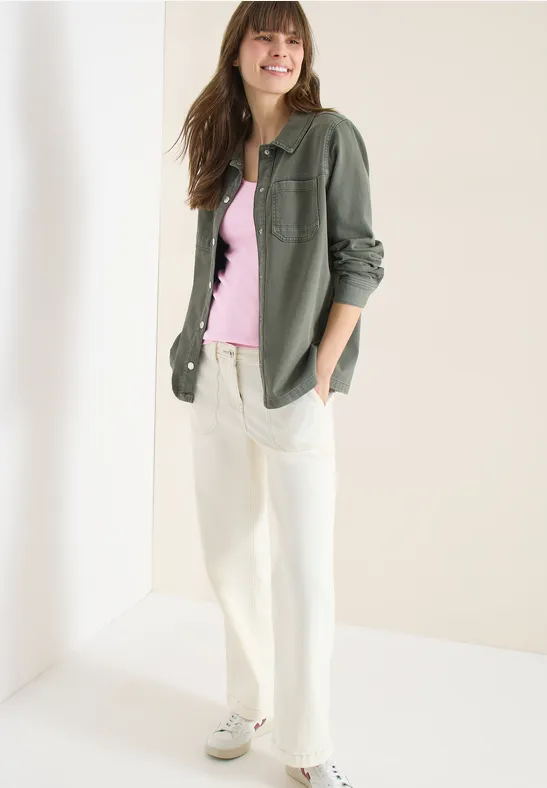 Basic Top mit Rundhals aus Baumwolle light blush rose