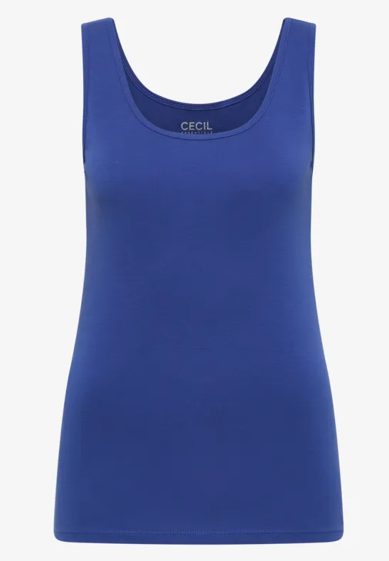 Blauw mouwloos topje met ronde hals van CECIL.