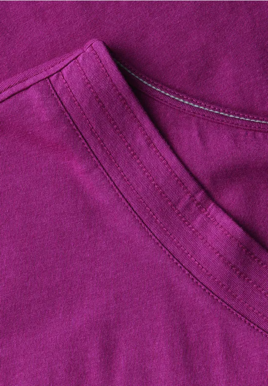 T-shirt à col en V anemone pink