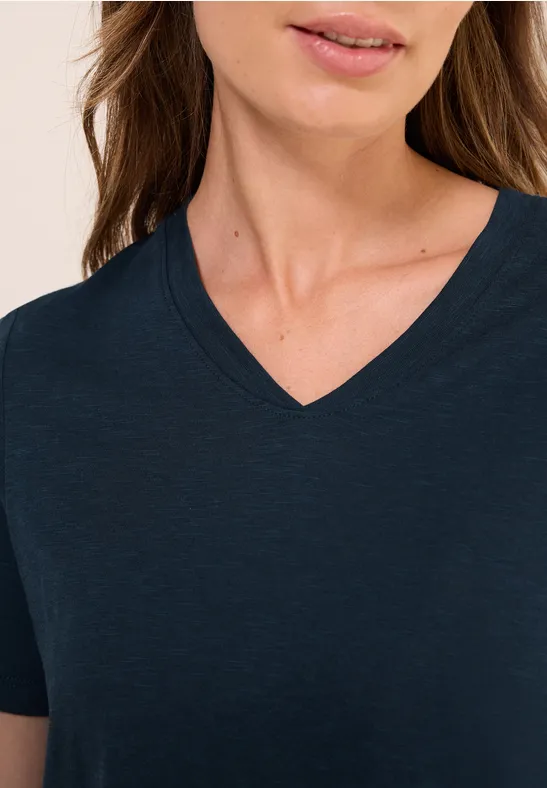 T-shirt basique à col en V dark petrol blue