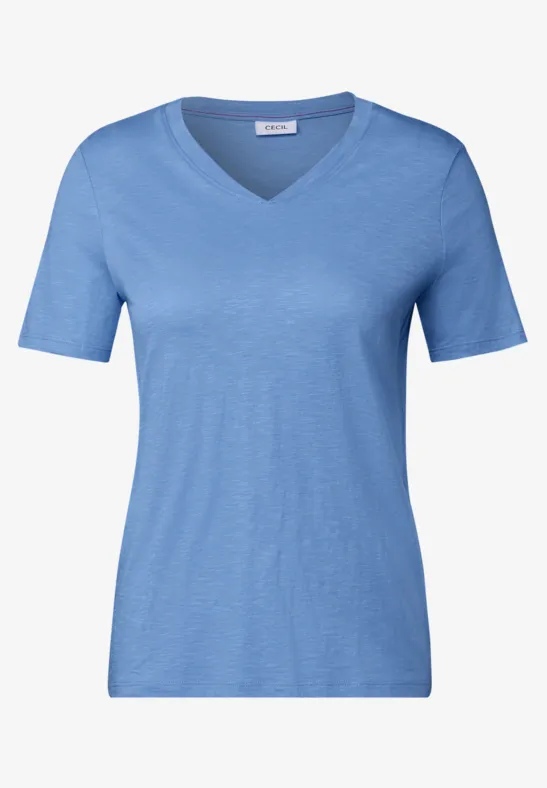 Basic V-hals Shirt aster blue