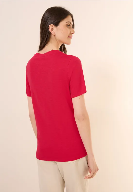 Basic V-hals Shirt glazed apple red
