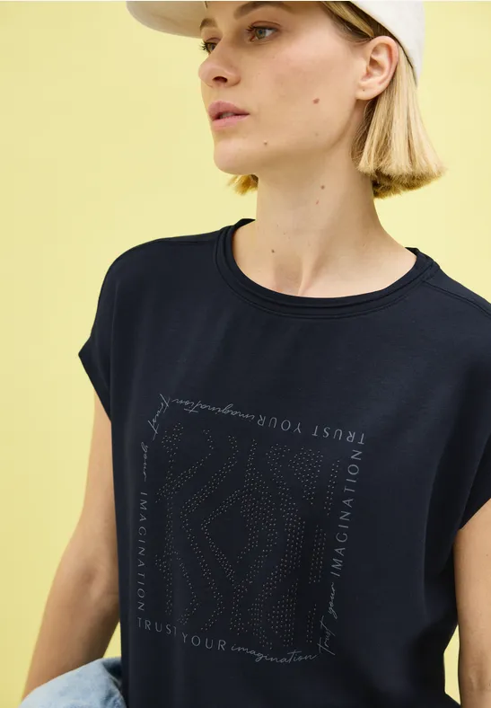 Shirt mit Glitzer-Print universal blue