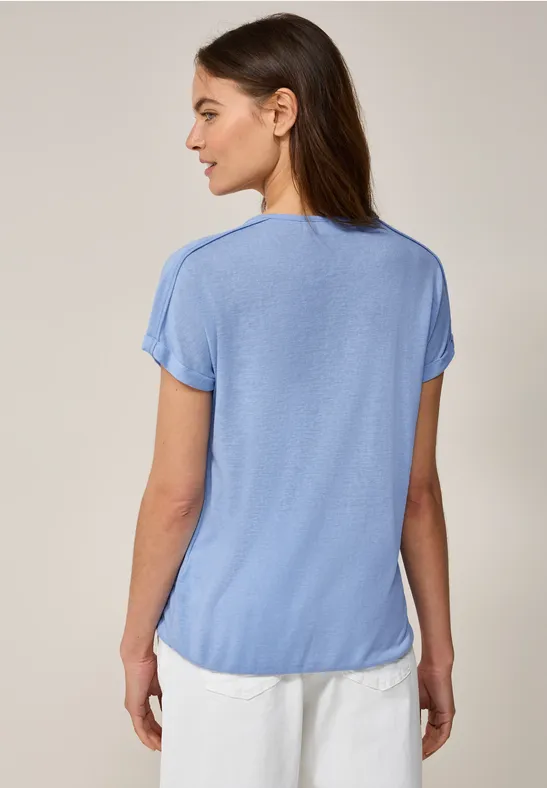T-Shirt mit Deko-Nähten fresh light blue