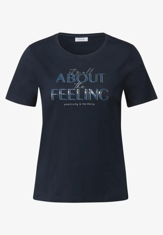 T-shirt Cencil Femme – Motif Wording Discret En Ton Sur Ton – 100% Coton