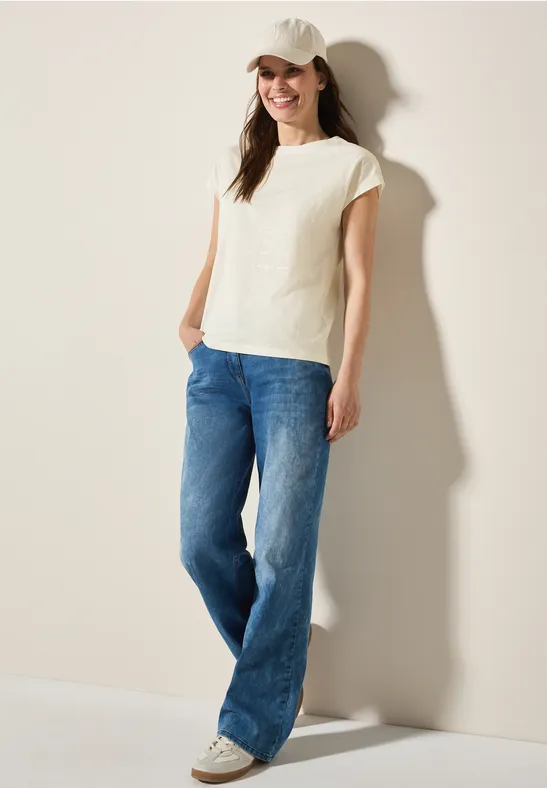 Shirt met foliedruk vanilla white