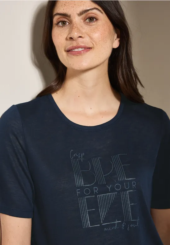 Shirt met linnen look universal blue