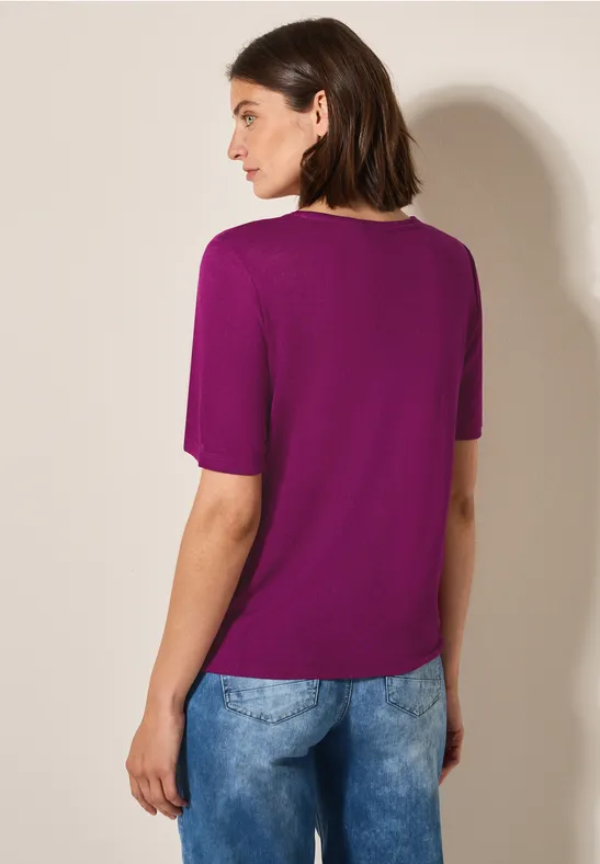 Leinen-Look T-Shirt anemone pink