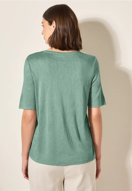 Leinen-Look T-Shirt matcha green