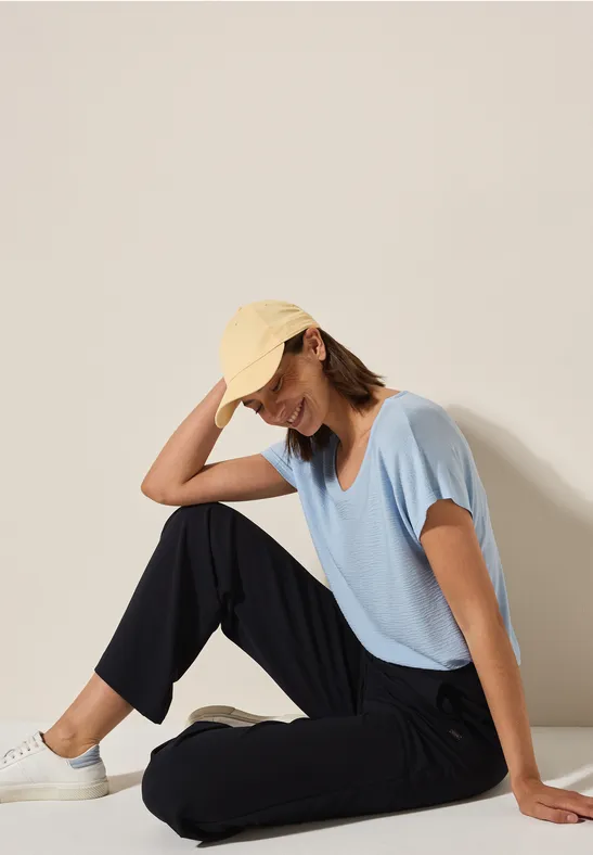 Strukturmix T-Shirt pastel blue