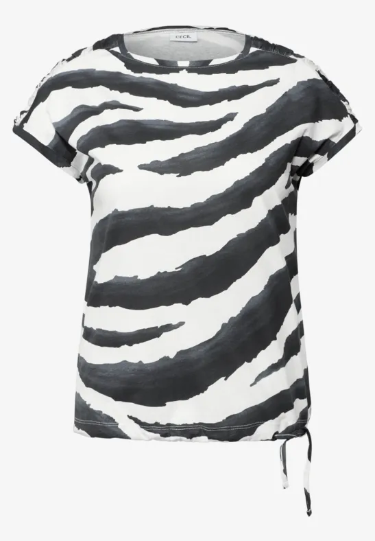 Print Shirt mit Raffung volcanic grey