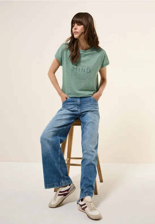 Shirt met burn-out look matcha green