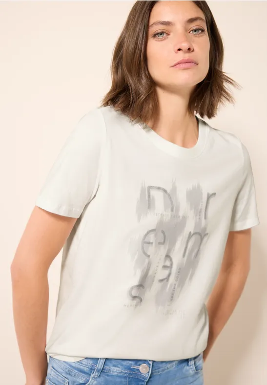Shirt met foliedruk vanilla white