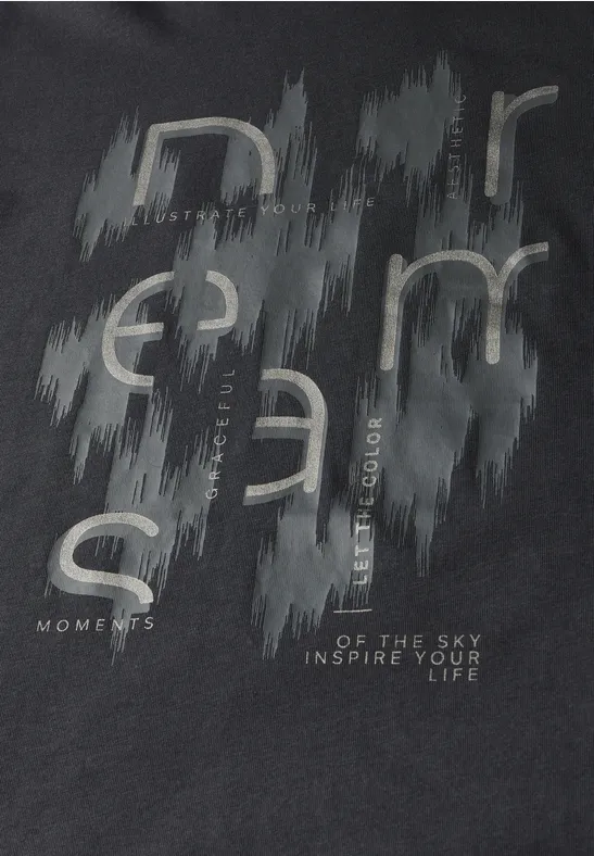 Shirt met foliedruk volcanic grey