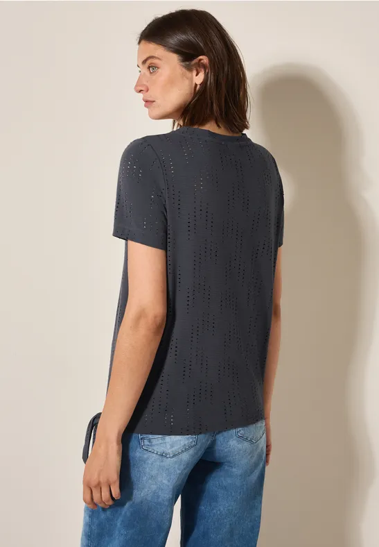 Strukturshirt mit Lochmuster volcanic grey