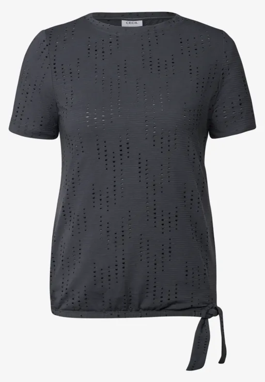 Strukturshirt mit Lochmuster volcanic grey