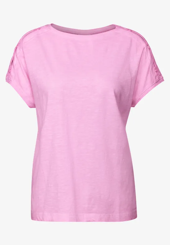 Shirt met knoopdetail fresh neon pink