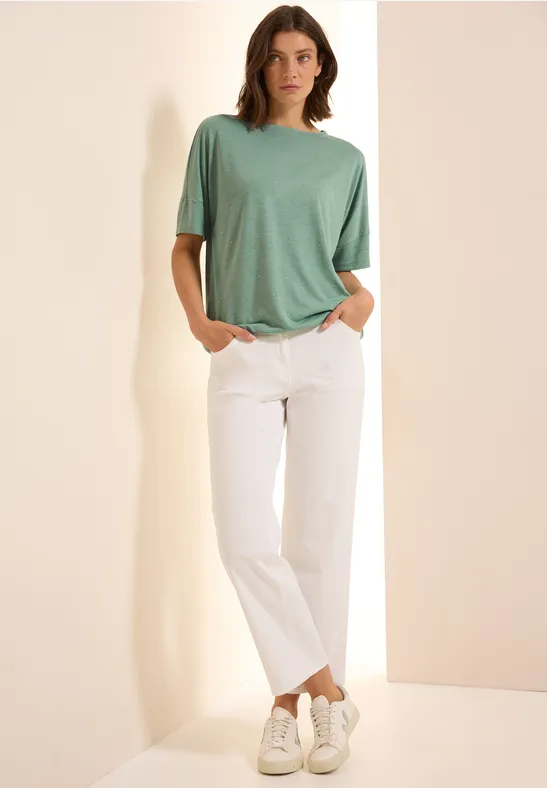 T-shirt avec pierres décoratives matcha green