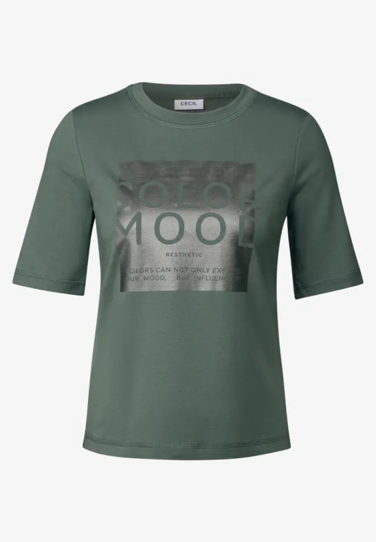 Softes Shirt mit Folienprint dark balmy khaki