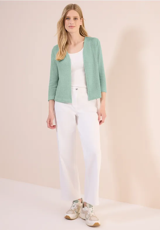 Offene Ajour-Look Jacke matcha green