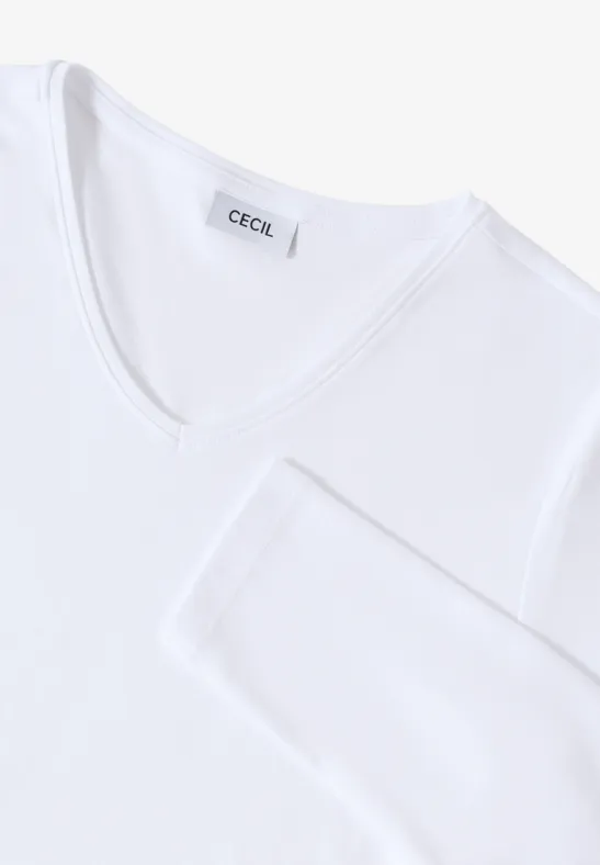 V-Neck Langarmshirt White