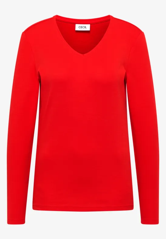 V-Neck Langarmshirt pumkin orange