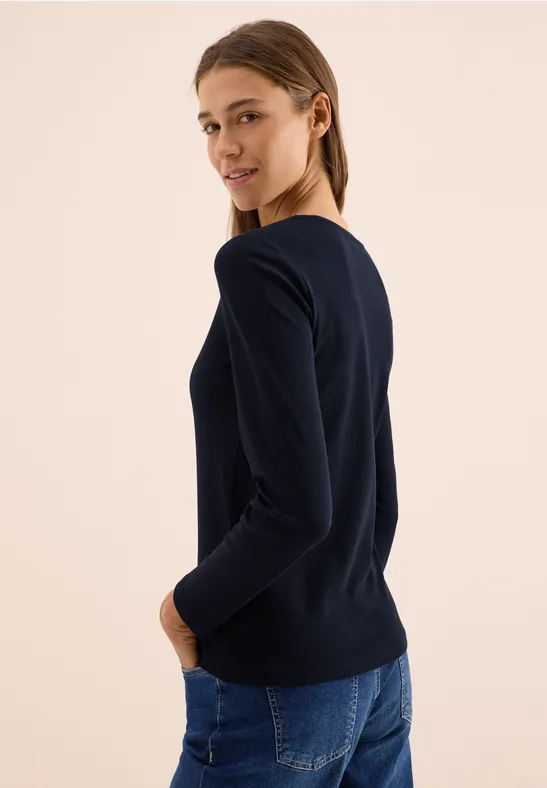 Shirt met lange mouwen en V-hals urban dark blue