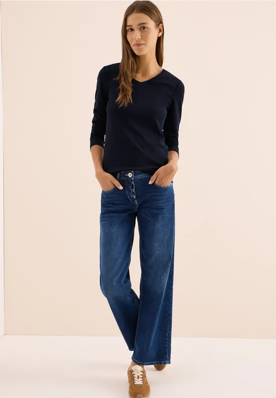 Shirt met lange mouwen en V-hals urban dark blue
