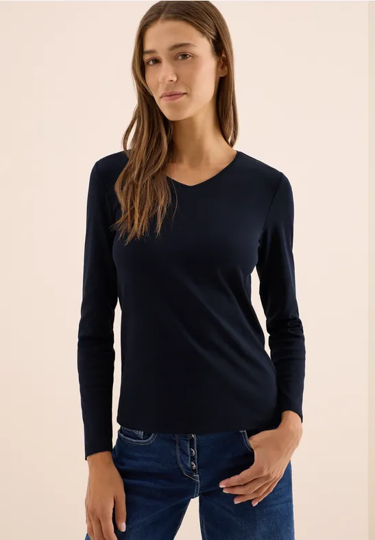 Shirt met lange mouwen en V-hals urban dark blue
