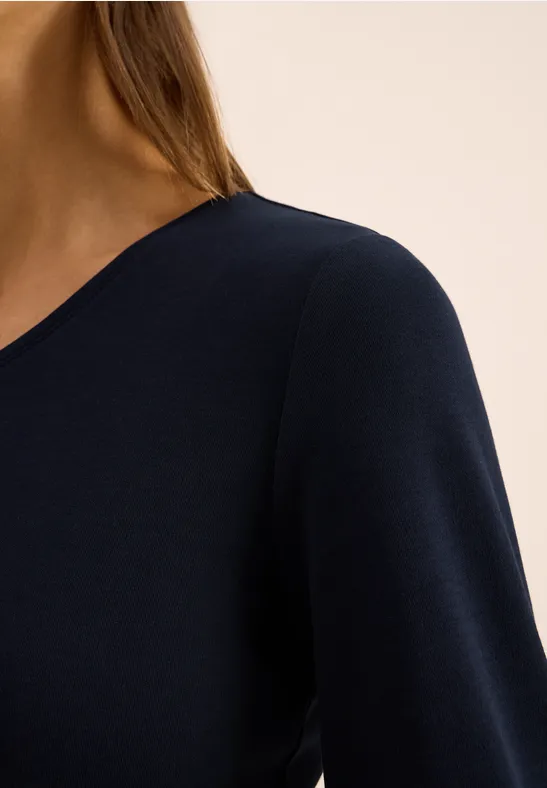 Shirt met lange mouwen en V-hals urban dark blue