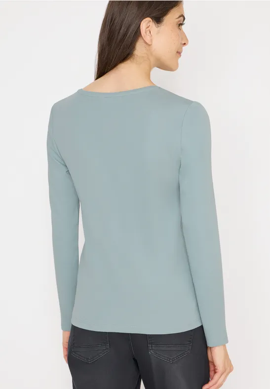 Shirt met lange mouwen en V-hals light mint blue