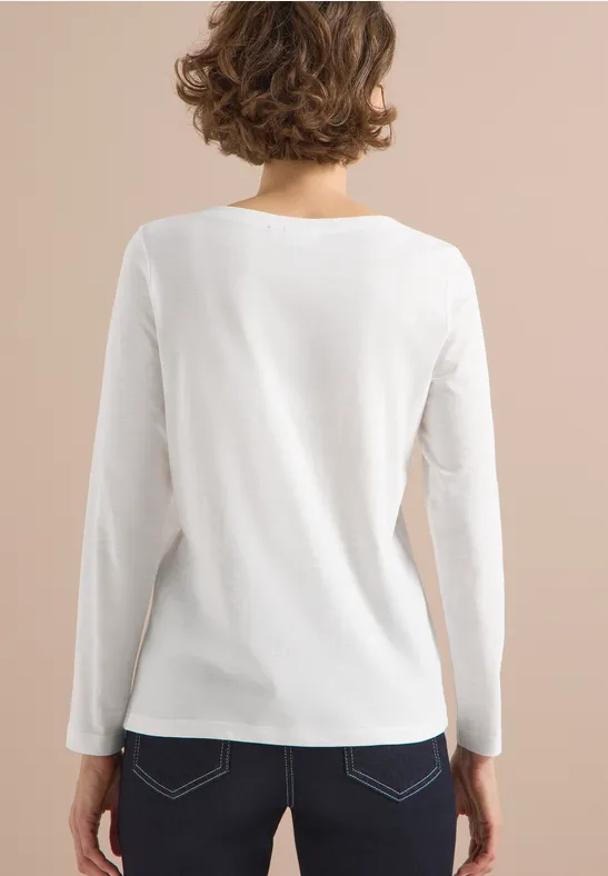 Basic Langarmshirt vanilla white