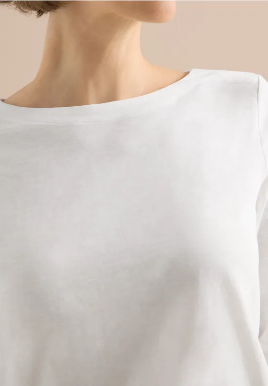 Basic Langarmshirt vanilla white