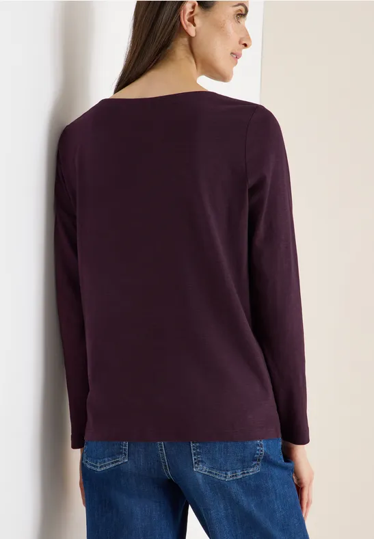 T-shirt basique à manches longues eggplant red