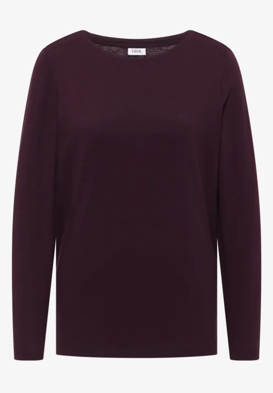 T-shirt basique à manches longues eggplant red