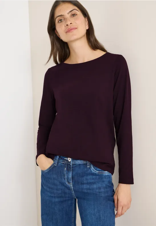 T-shirt basique à manches longues eggplant red