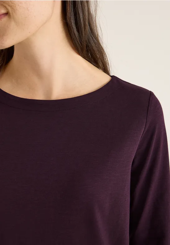T-shirt basique à manches longues eggplant red