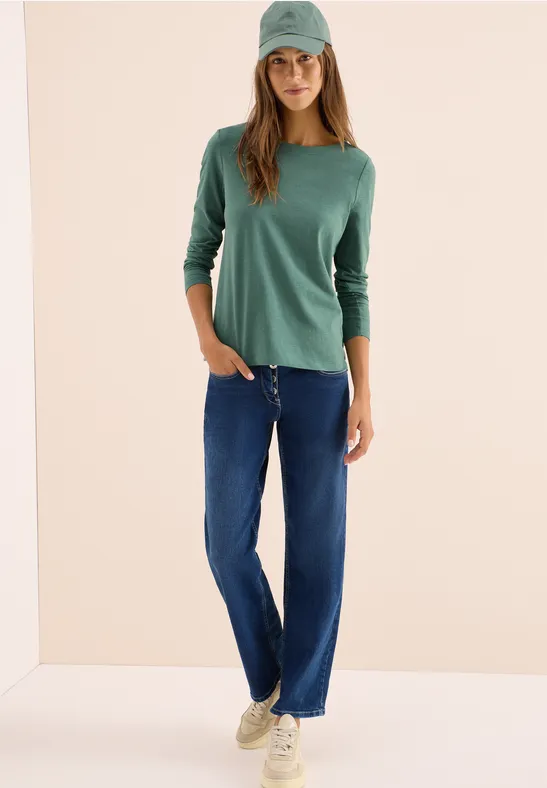T-shirt basique à manches longues jewel green