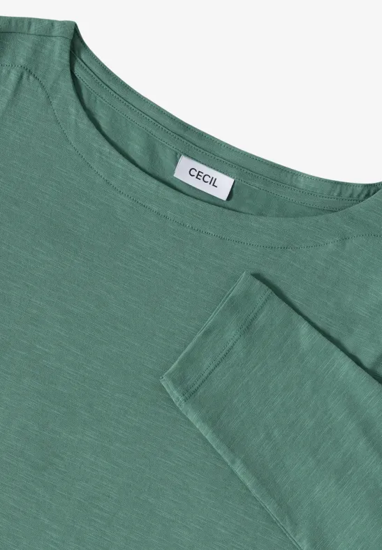 T-shirt basique à manches longues jewel green