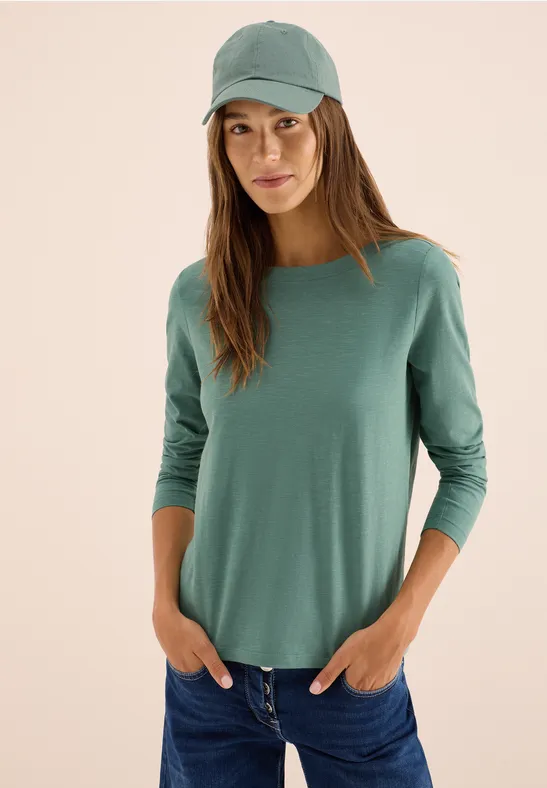 T-shirt basique à manches longues jewel green