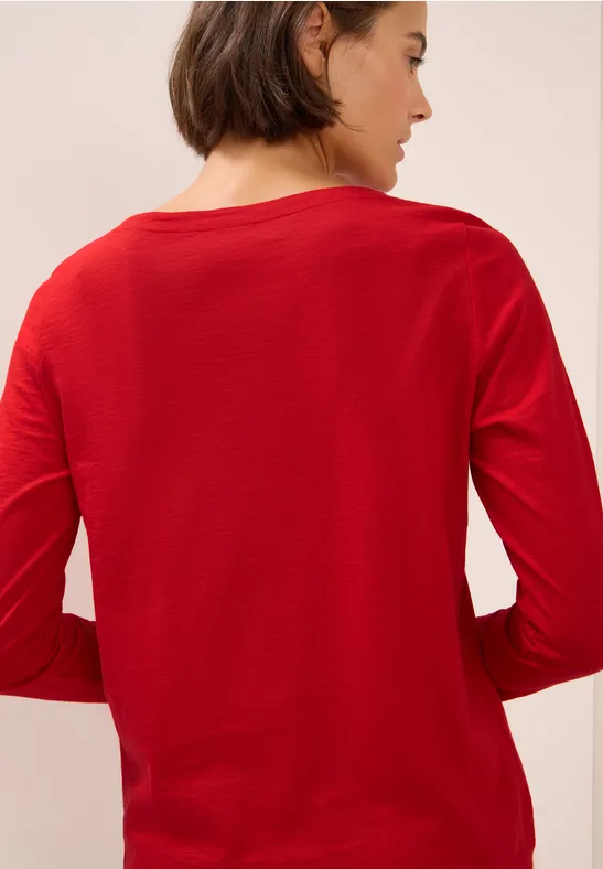 T-shirt basique à manches longues fiery red