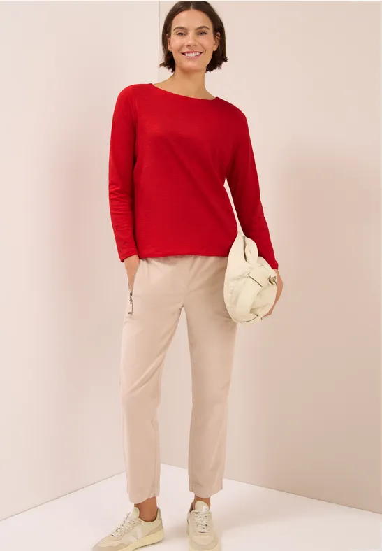 T-shirt basique à manches longues fiery red