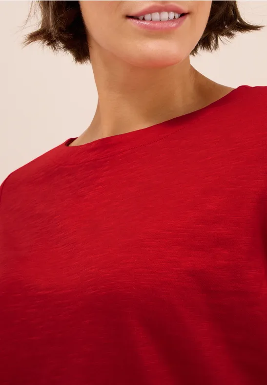 T-shirt basique à manches longues fiery red