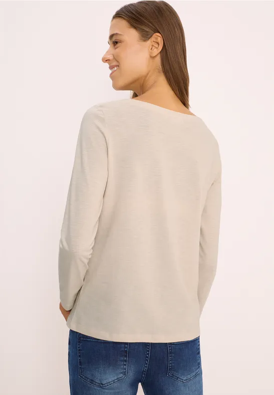 Basic shirt met lange mouwen oat milk beige
