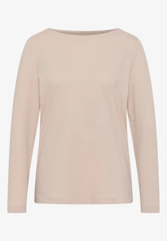Basic shirt met lange mouwen oat milk beige