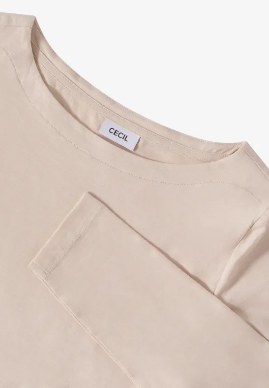Basic shirt met lange mouwen oat milk beige